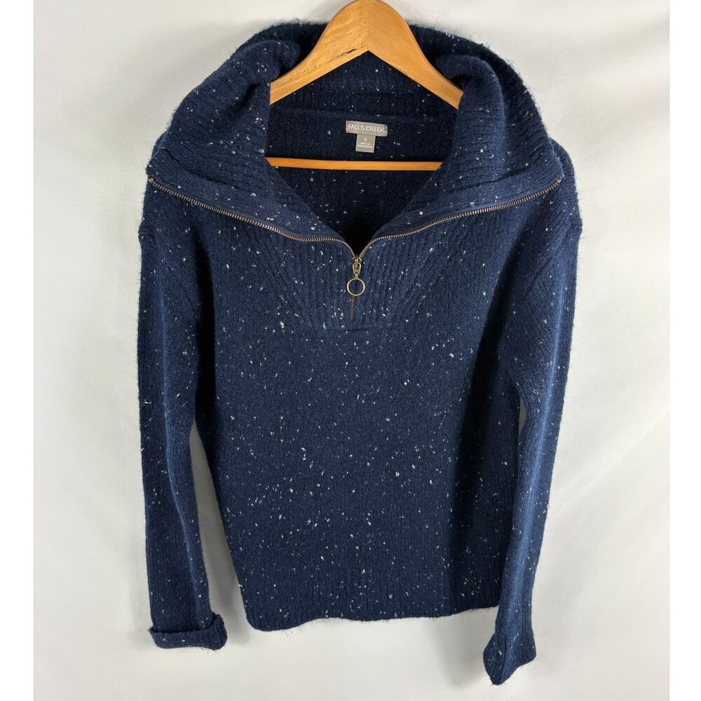 Falls Creek Zip Neck Marled Sweater Size Small